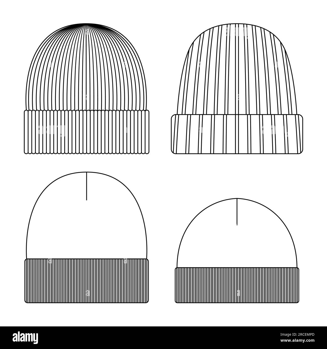 Template beanie illustration flat design outline template clothing Template beanie illustration flat design outline template clothing