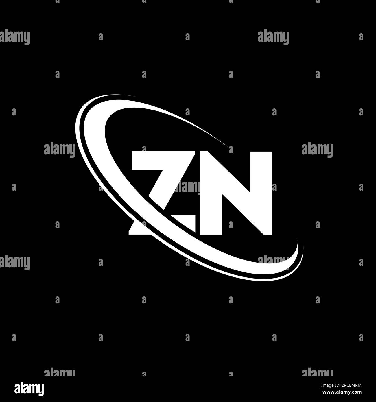 ZN logo. Z N design. White ZN letter. ZN/Z N letter logo design. Initial letter ZN linked circle uppercase monogram logo. Stock Vector