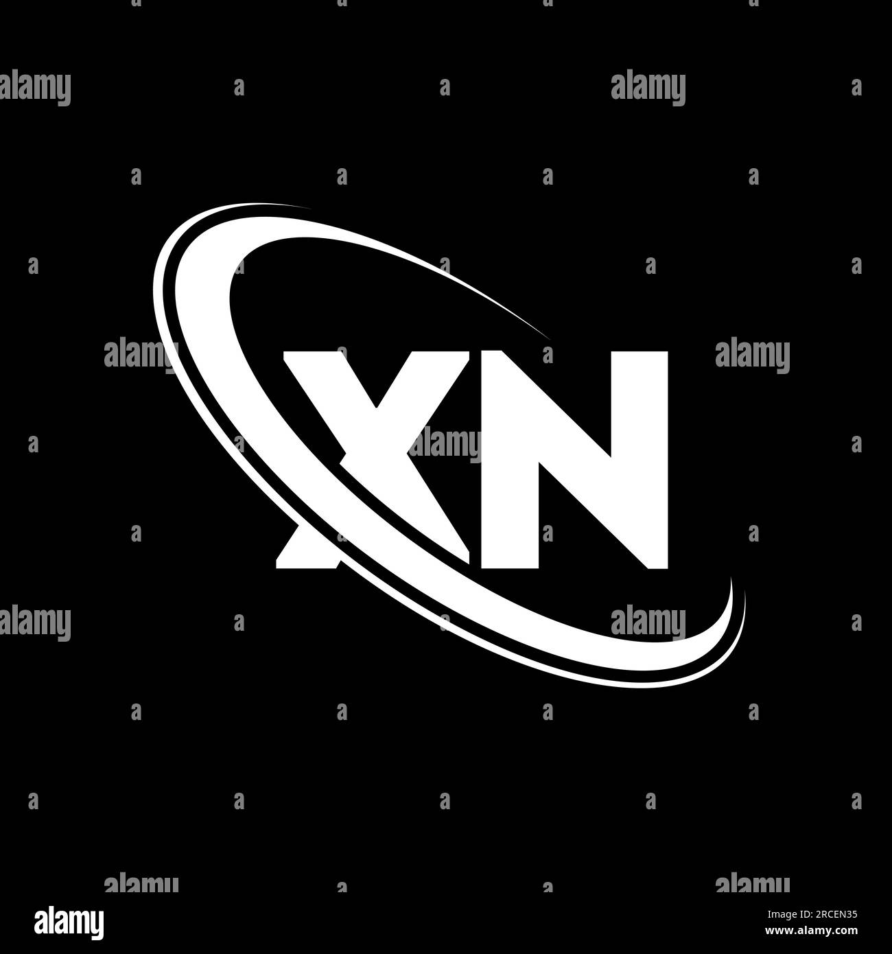 XN logo. X N design. White XN letter. XN X N letter logo design. Initial letter XN linked circle uppercase monogram logo. Stock Vector