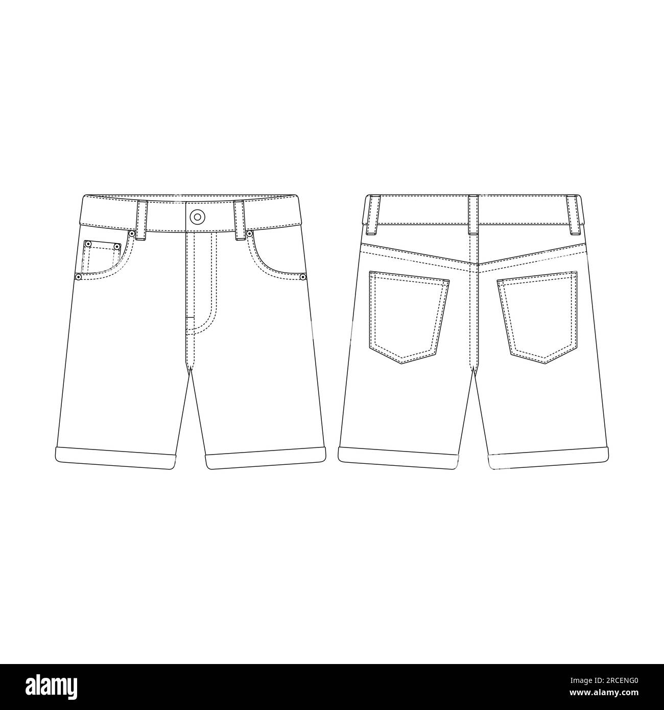 Template cuff hem short pants jeans men vector illustration flat design ...