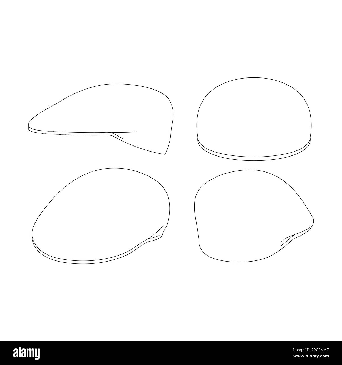 Template ascot cap vector illustration flat sketch design outline headwear Stock Vector