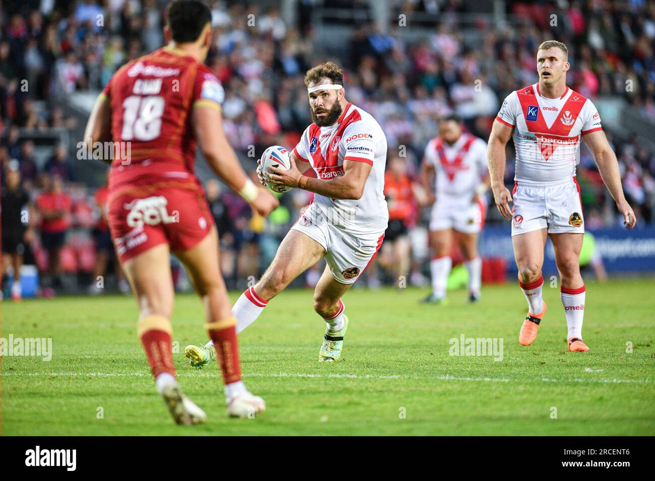 St. Helens, England - 13th July 2023 - Alex Walmsley of St Helens in action. Betfred Super League , St. Helens vs Catalan Dragons at Totally Wicked Stadium, St. Helens, UK Stock Photo