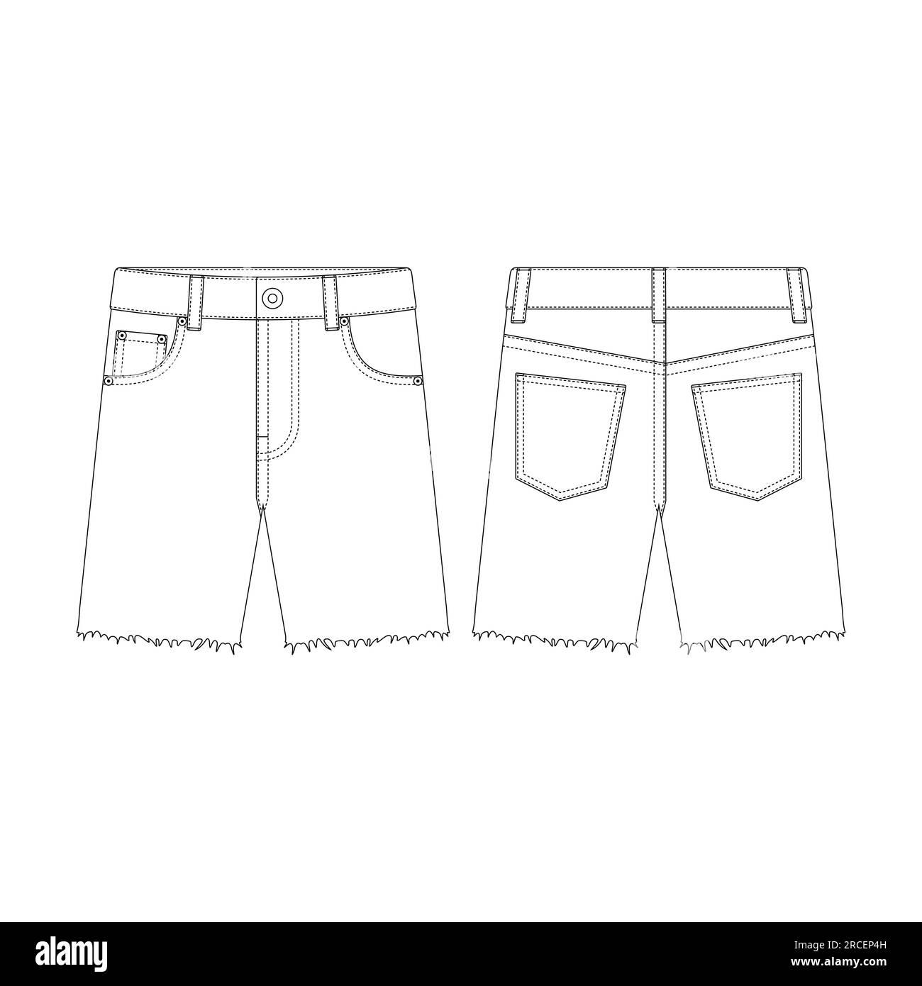 Template cropped short pants jeans men vector illustration flat design ...