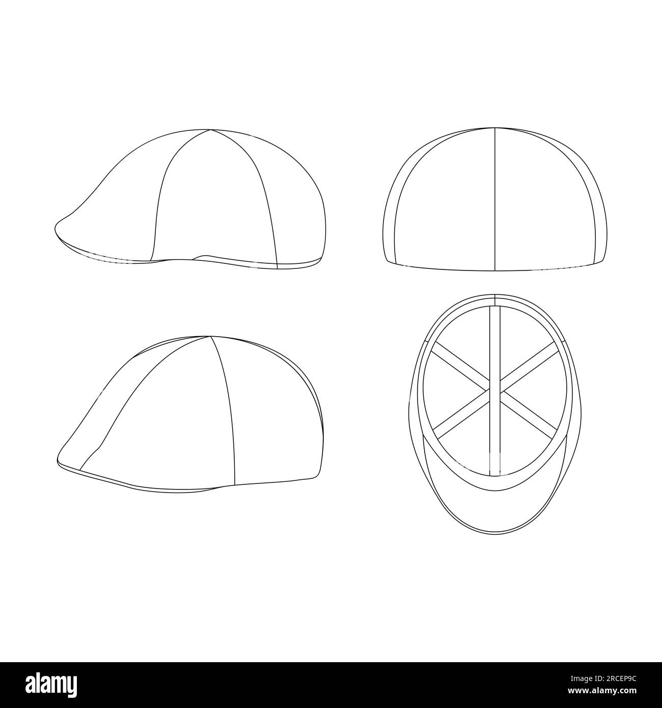 Template duckbill ivy hat vector illustration flat sketch design outline headwear Stock Vector