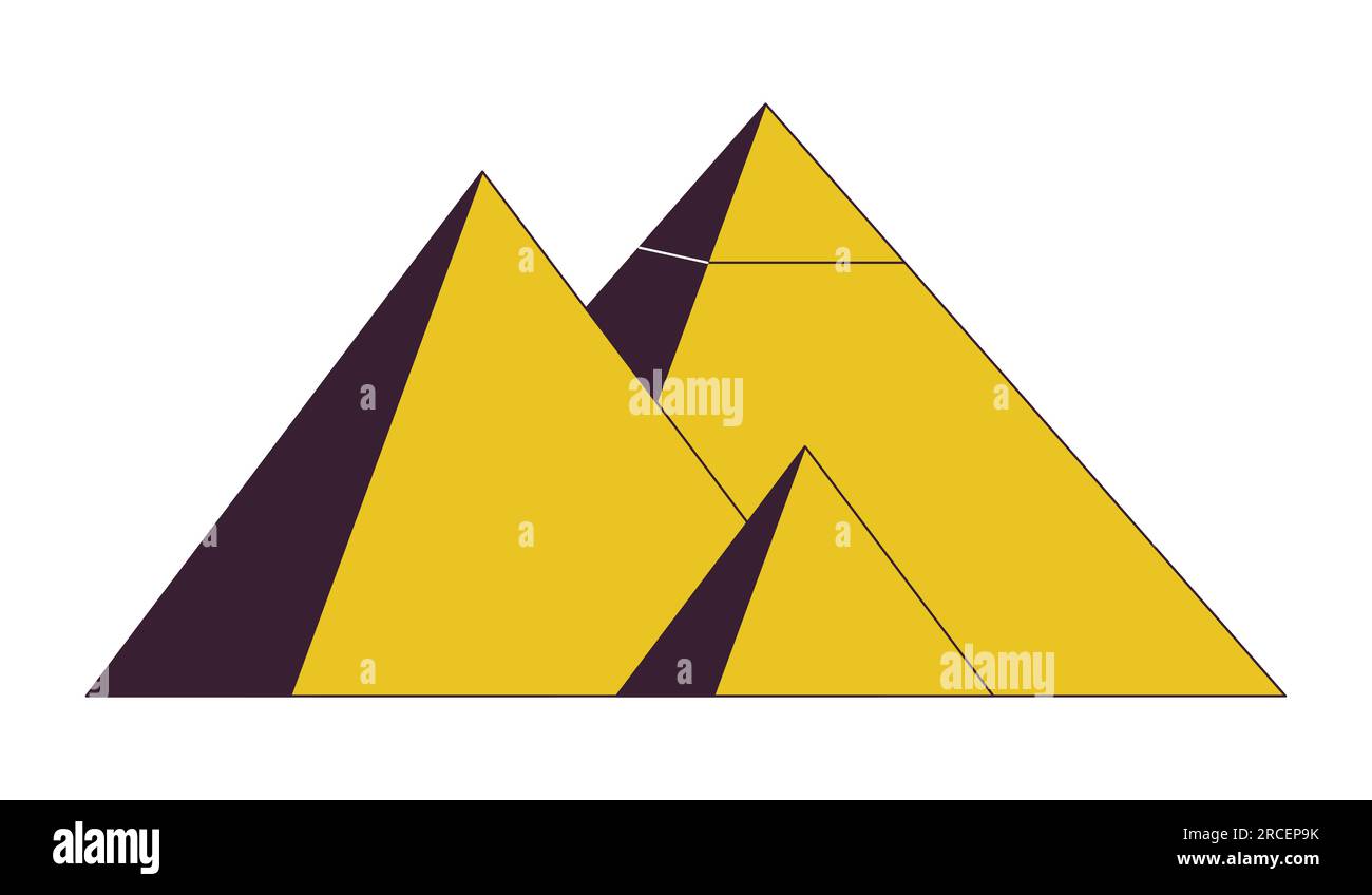 Pyramids In Egypt Flat Line Color Isolated Vector Object Stock Vector 