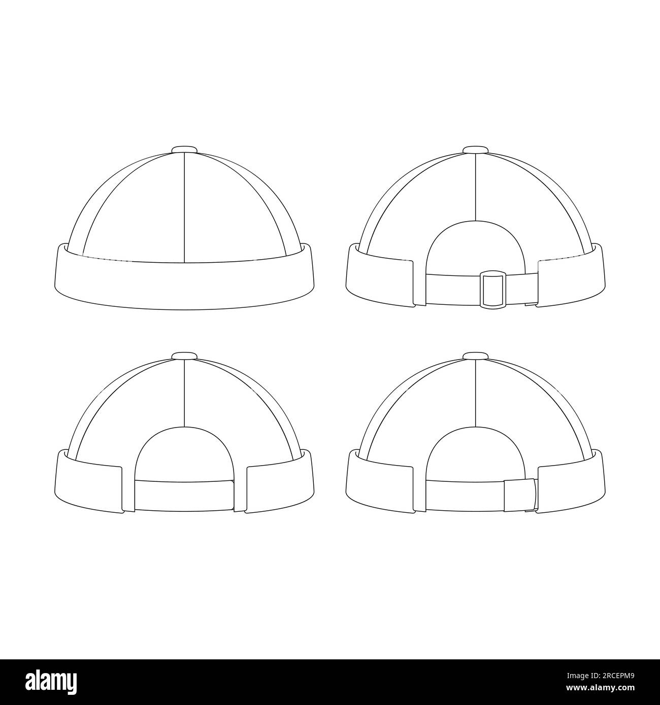 Template docker hat vector illustration flat sketch design outline headwear Stock Vector