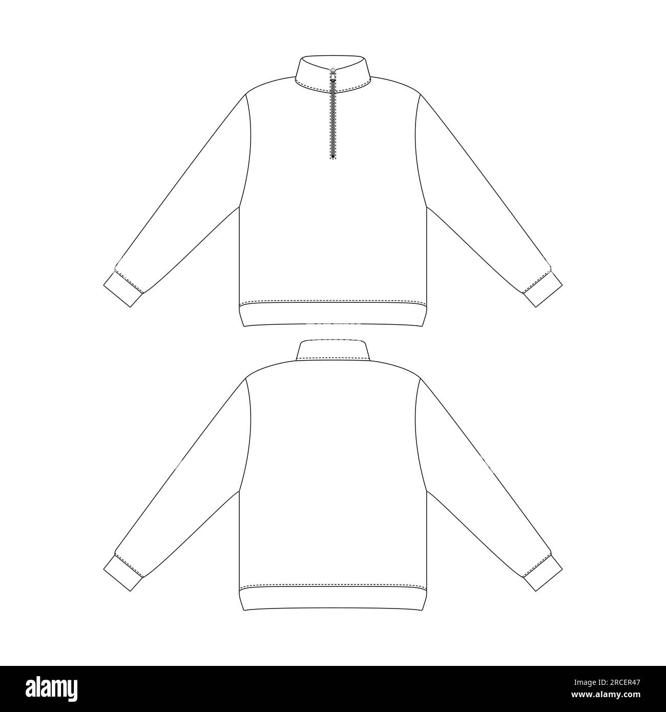 Template half zip sweatshirt vector illustration flat design outline ...