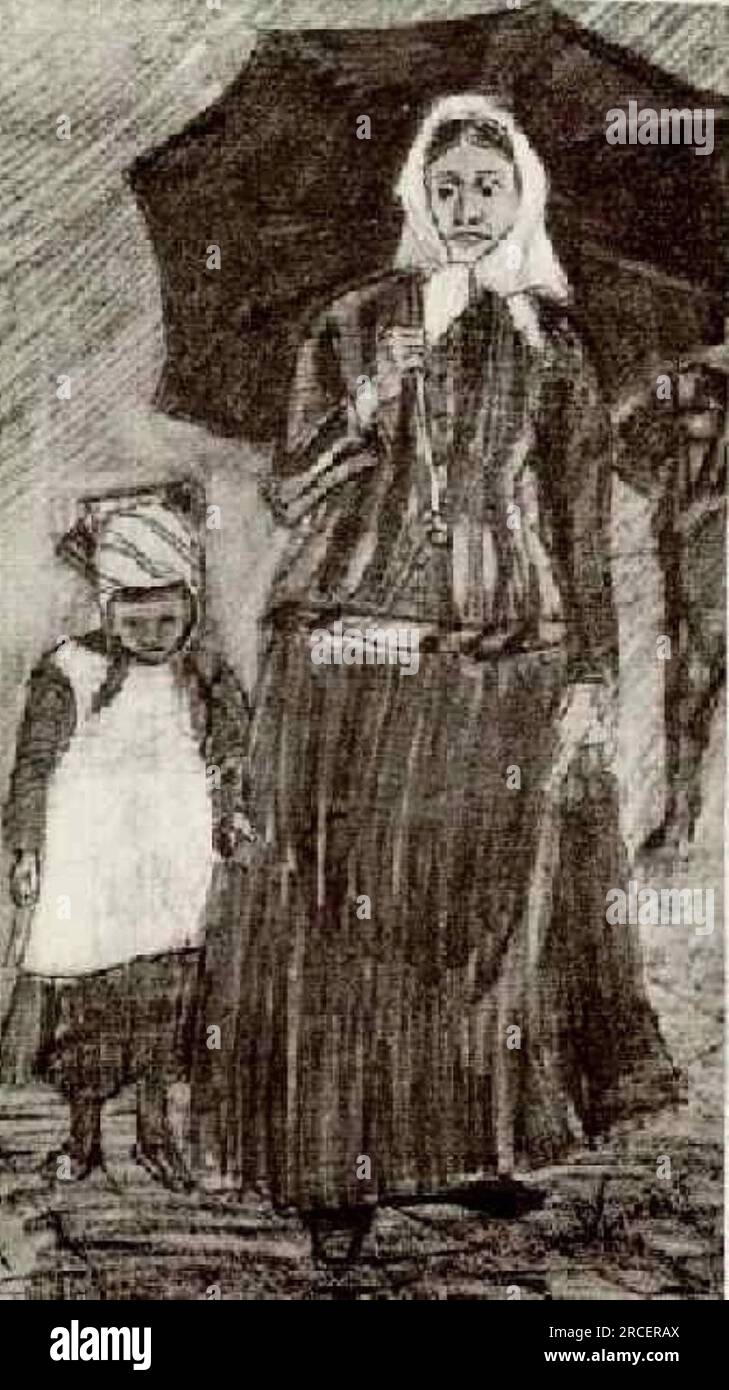 Sien under Umbrella with Girl 1882 Haag Den Haag La Haye