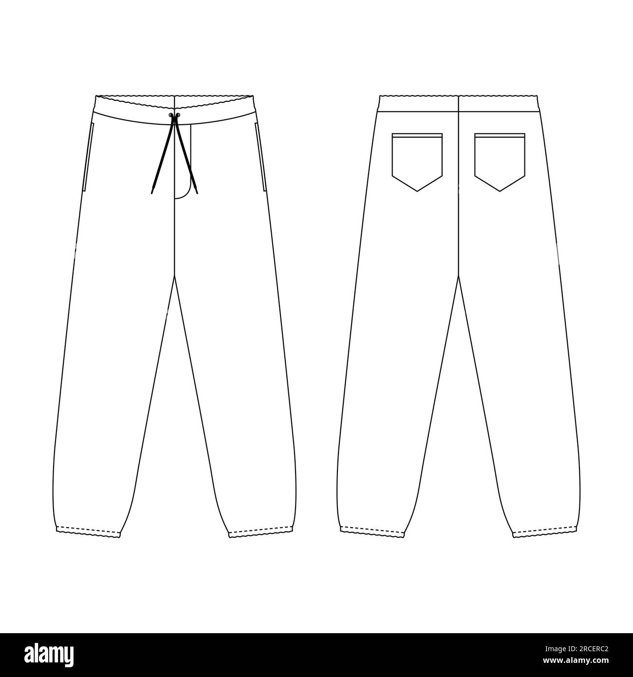 Template sweatpants vector illustration flat design outline clothing collection Stock Vector