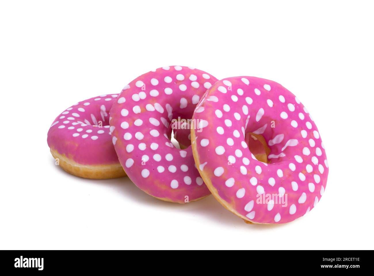 donuts in pink glaze isolated on white background Stock Photo - Alamy