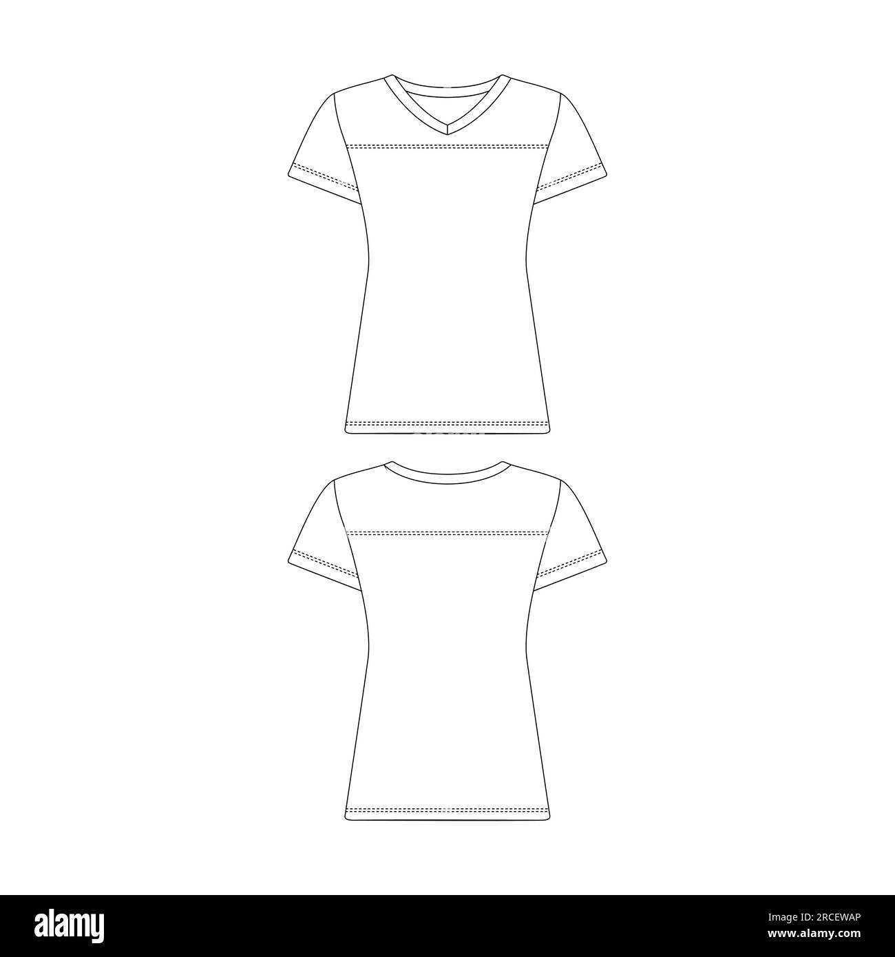 Template v- neck football jersey women vector illustration flat sketch design outline Stock Vector