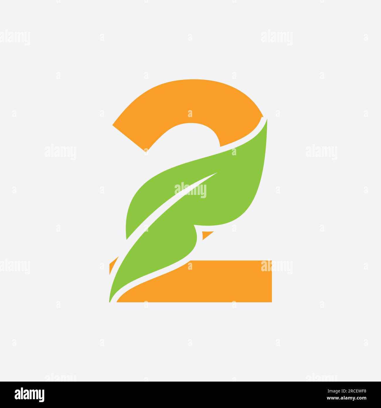Letter 2 Leaf Logo. Eco Farm Logotype Vector Template. Organic Symbol ...