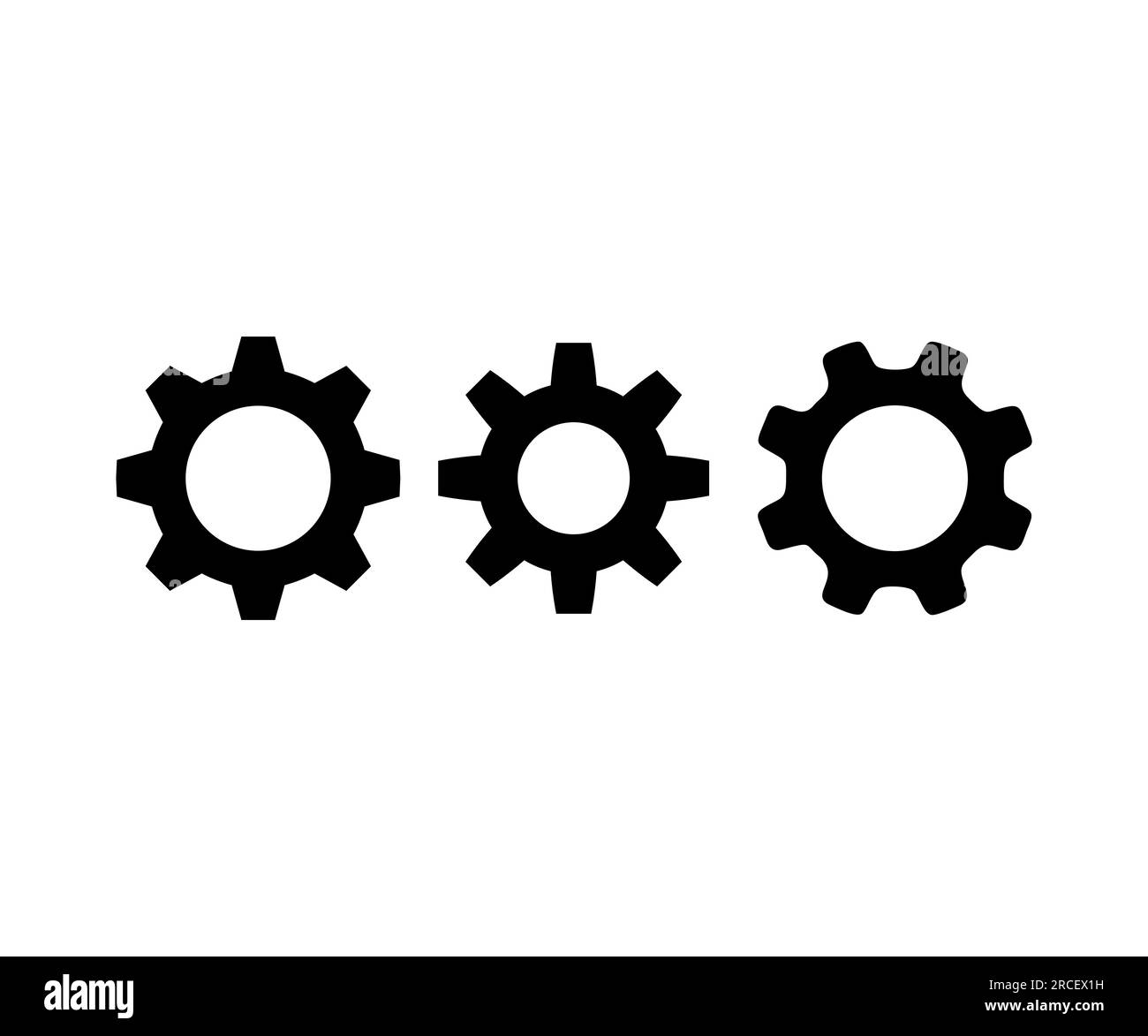 Gear set. Black gear wheel icons on white background. Gear wheel icon. Set of Black gear wheel icons vector design and illustration. Stock Vector