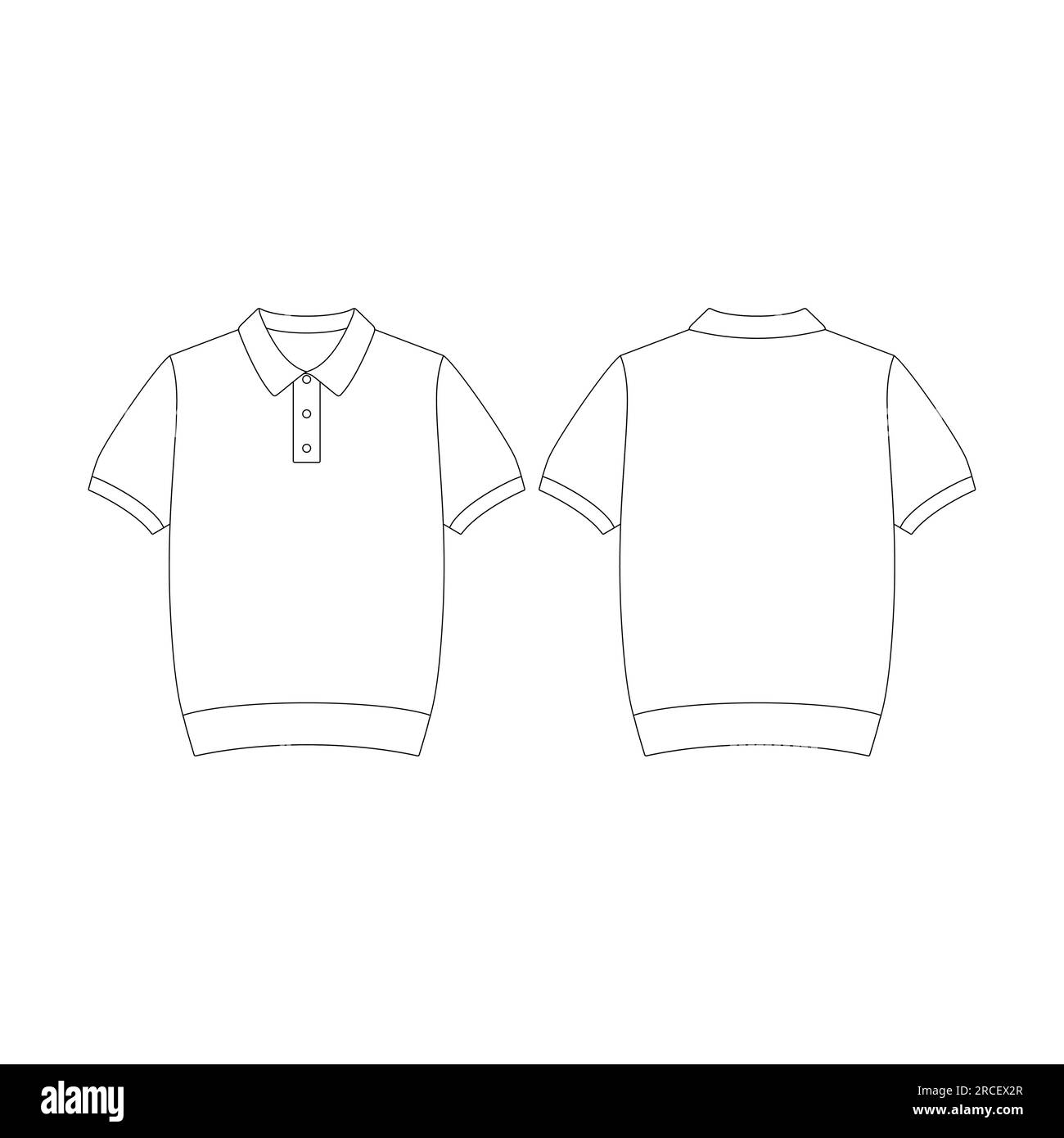 Template short sleeve knit polo shirt vector illustration flat sketch ...