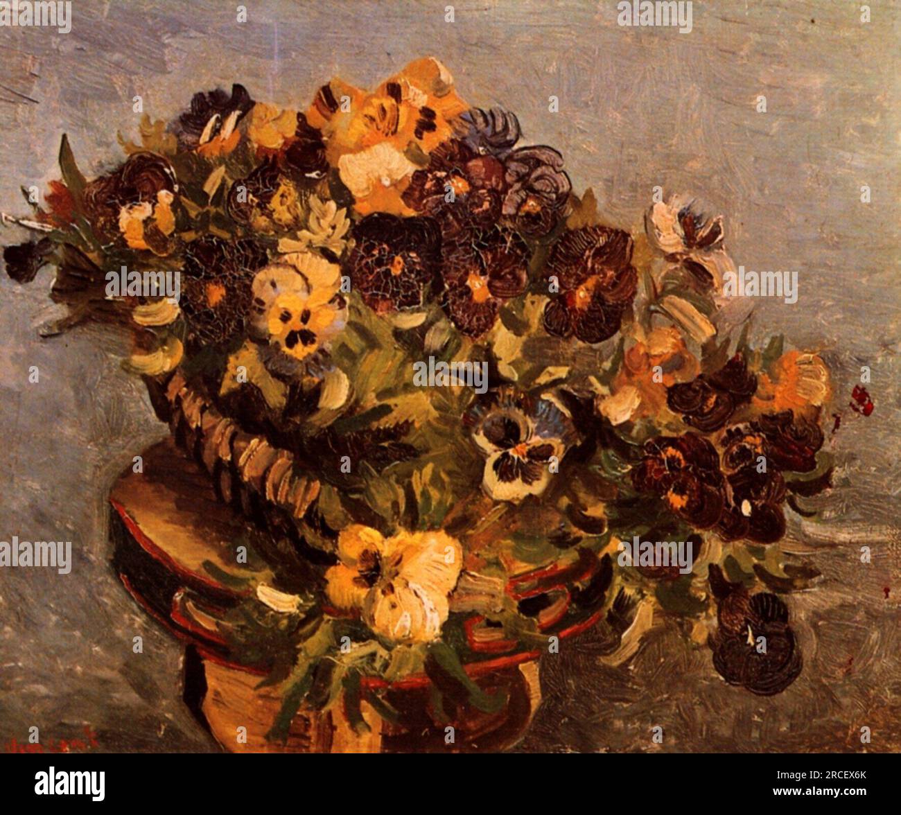 Tambourine with Pansies 1886; Paris, France by Vincent van Gogh Stock