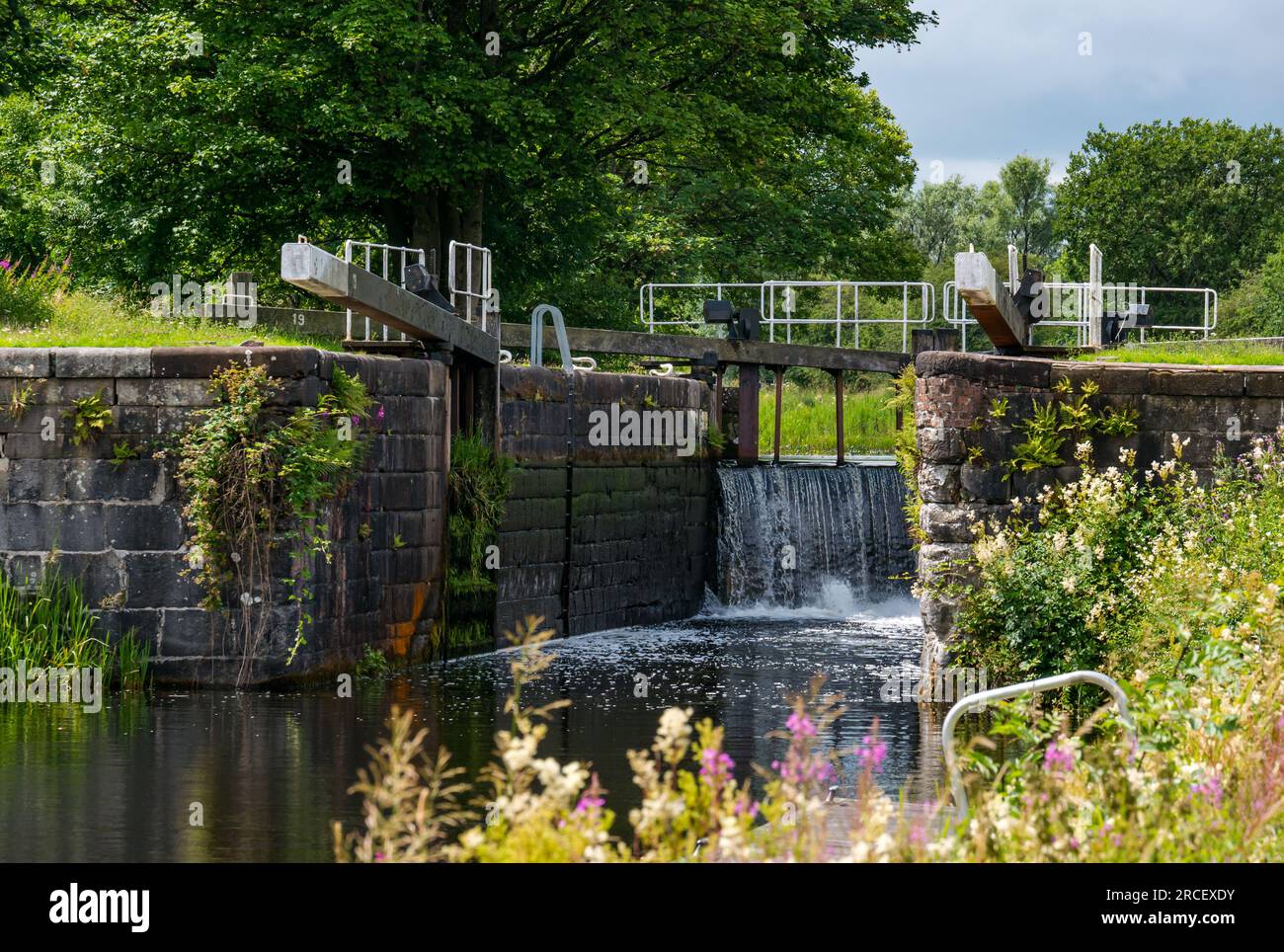 Lock on Forth and Clyde Canal, Scotland, UK Stock Photo