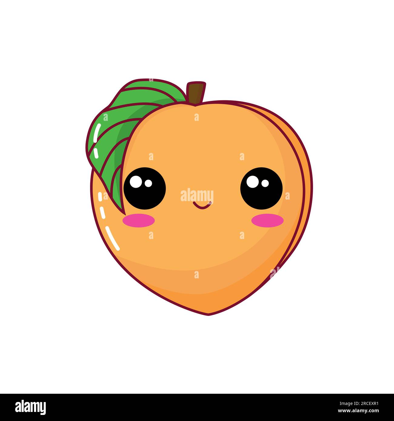 Vector drawing of peach in kawaii style Stock Vector Image & Art Alamy