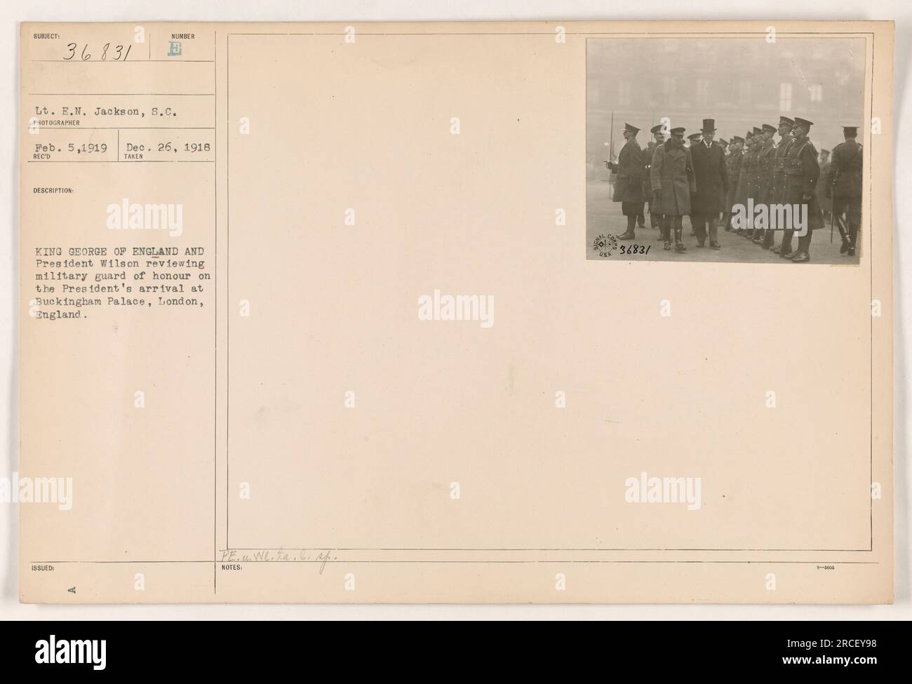 President Wilson and King George of England review a military guard of ...