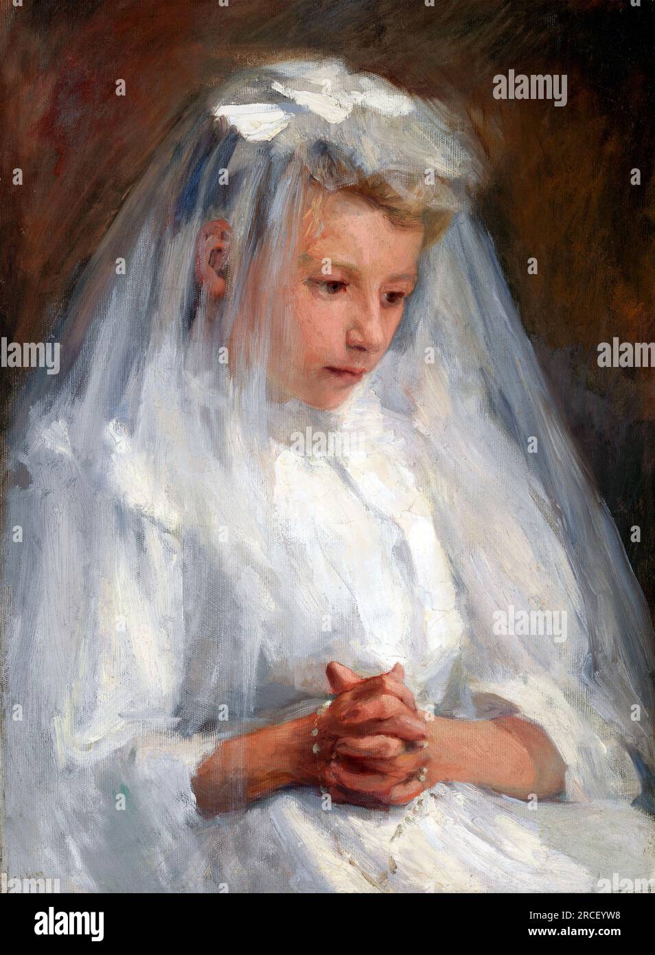 Caroloine A Lord. First Communion by the American artist, Caroline Augusta Lord (1860-1927), oil on canvas, 1901 Stock Photo