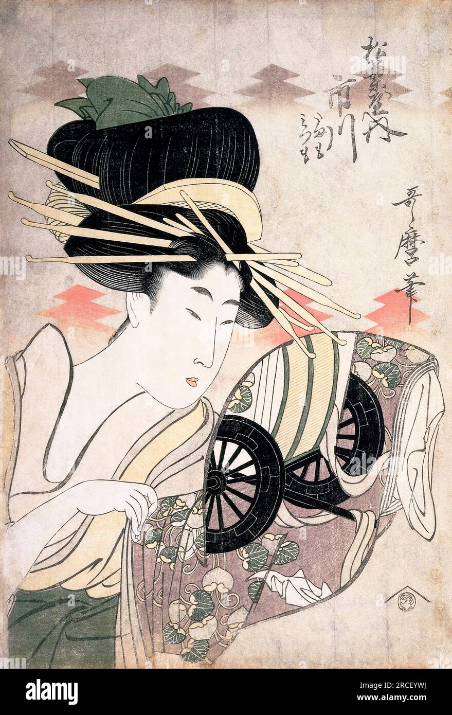 The Courtesan Ichikawa of the Matsuba Establishment by Kitagawa Utamaro (c. 1753-1806), colour woodcut, late 1790s Stock Photo