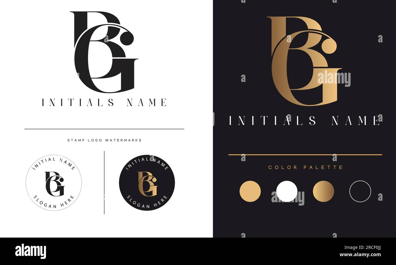 Luxury BG or GB Initial Monogram Text Letter Logo Design Stock Vector ...