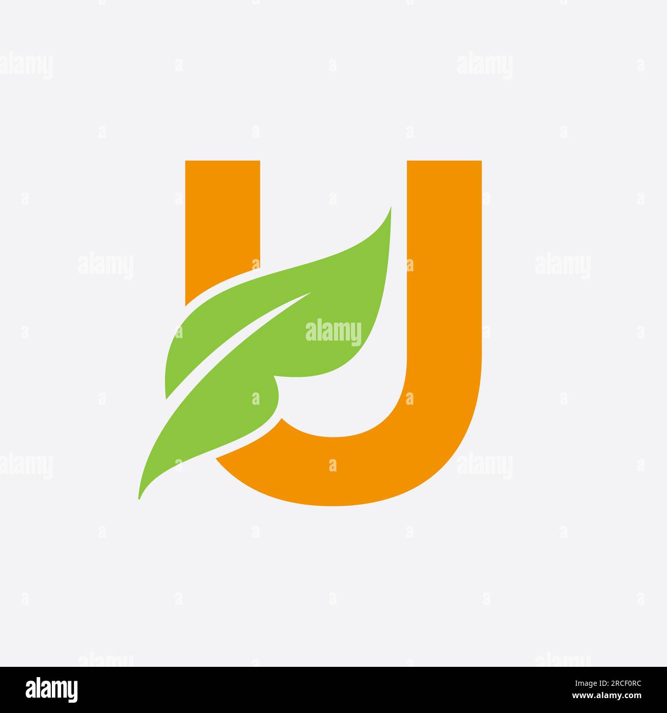 Letter U Leaf Logo. Eco Farm Logotype Vector Template. Organic Symbol ...