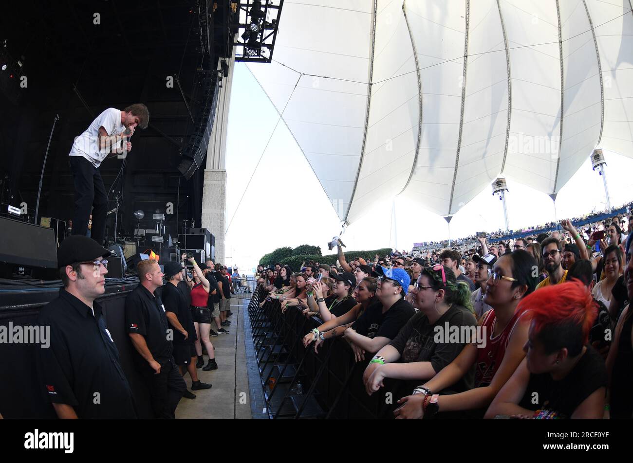 July 11, 2023, Portsmouth, Virginia, USA: L.S. Dunes member FRANK IERO brings some rock to the Atlantic Union Bank Pavilion in Portsmouth, Virginia on 11 July 2023. photo Â© Jeff Moore 2022 (Credit Image: © Jeff Moore/ZUMA Press Wire) EDITORIAL USAGE ONLY! Not for Commercial USAGE! Stock Photo