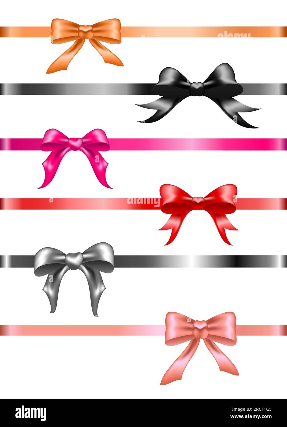 Set of multicolored bows and ribbons. Bows for decorating invitations, birthdays, cards, posters, holidays Stock Vector