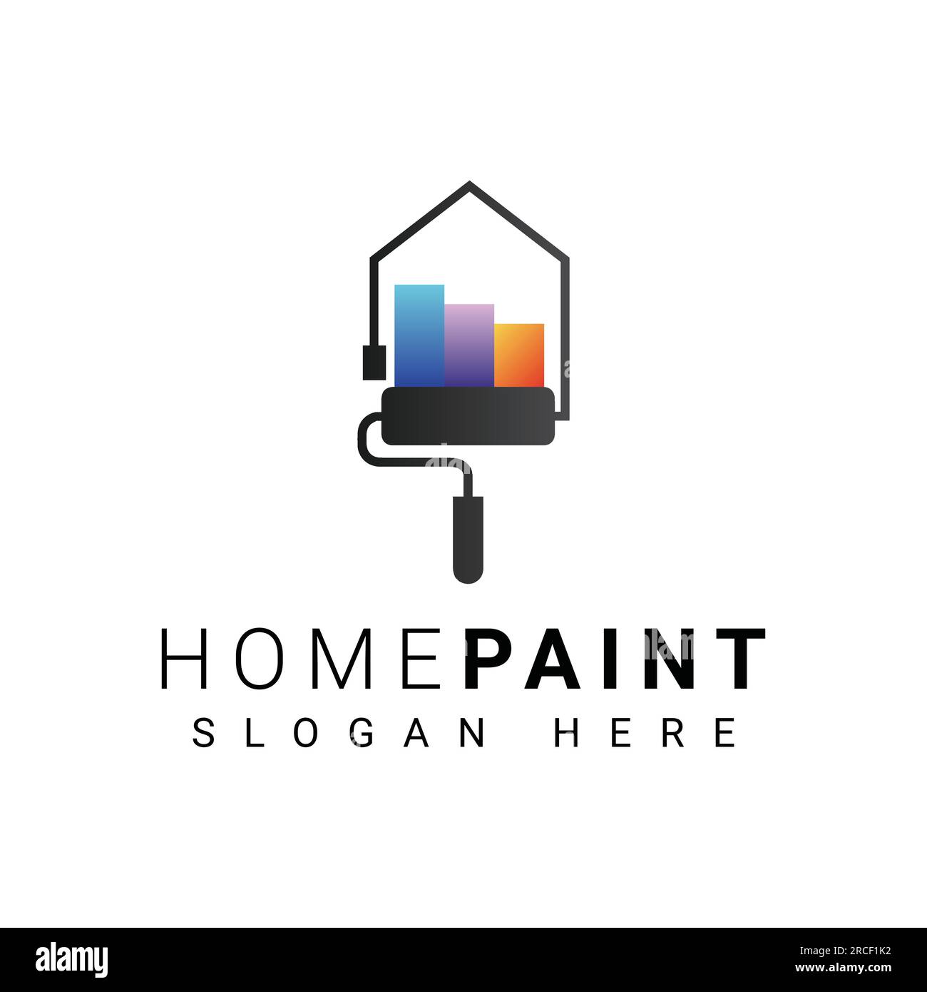 Home Paint Service Logo Design Color Brush Logotype Stock Vector