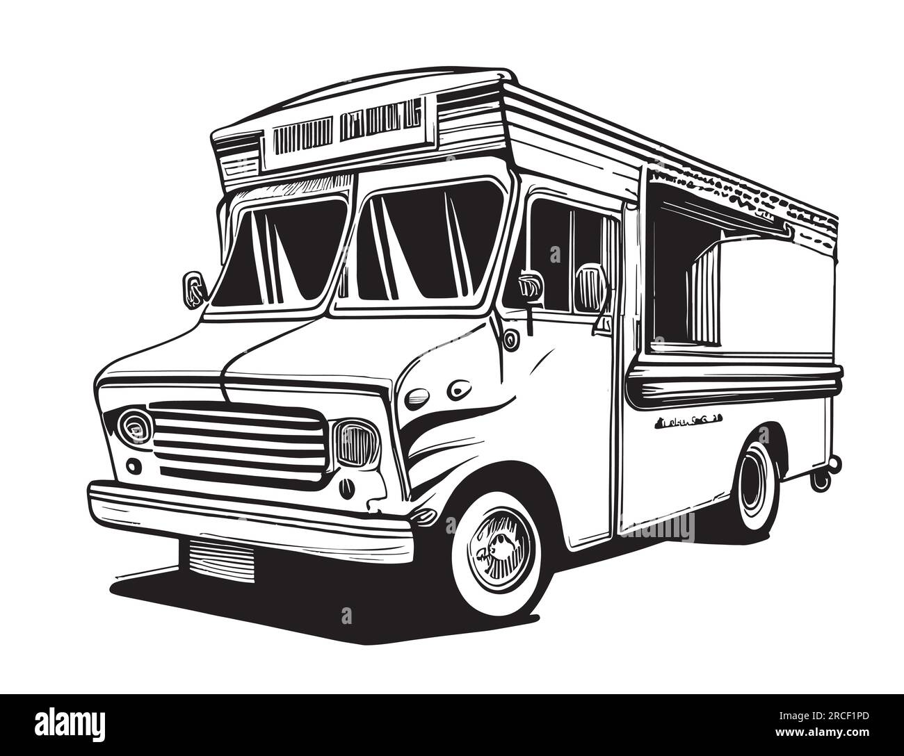 Food truck fast food sketch hand drawn sketch illustration Stock Vector