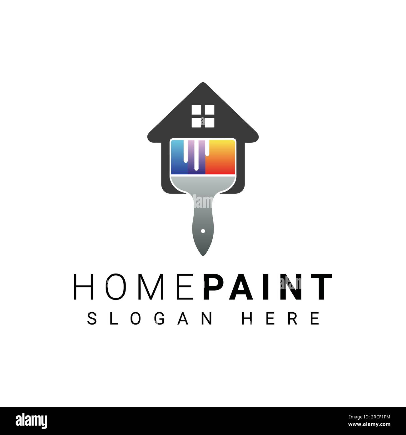 Home Paint Service Logo Design Color Brush Logotype Stock Vector