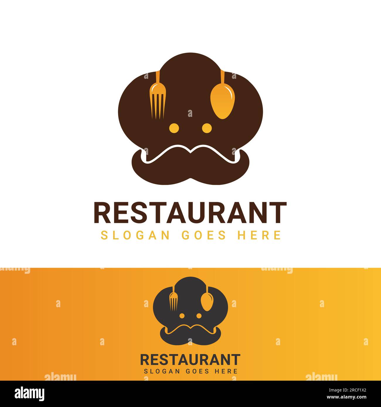 Restaurant Logo Design with Chef Cap Logotype Fork and Spoon Stock Vector