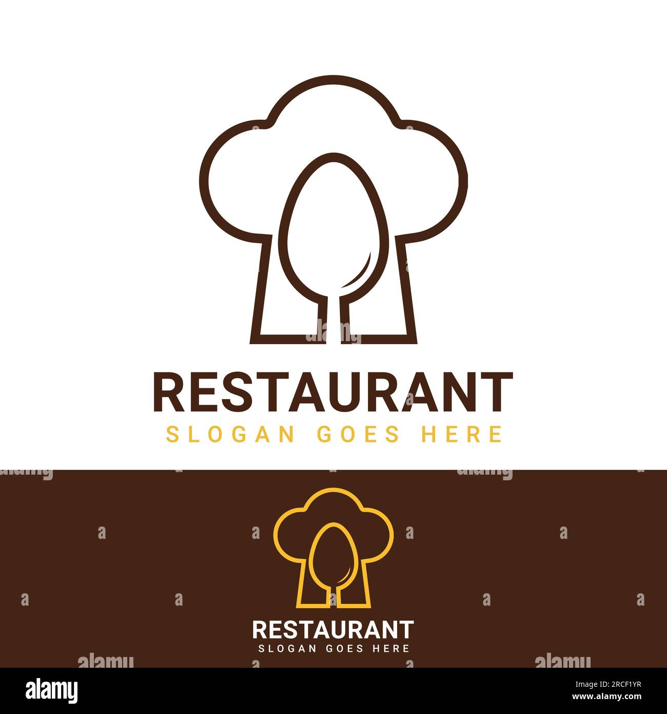 Restaurant Logo Design with Chef Cap Logotype Fork and Spoon Stock Vector