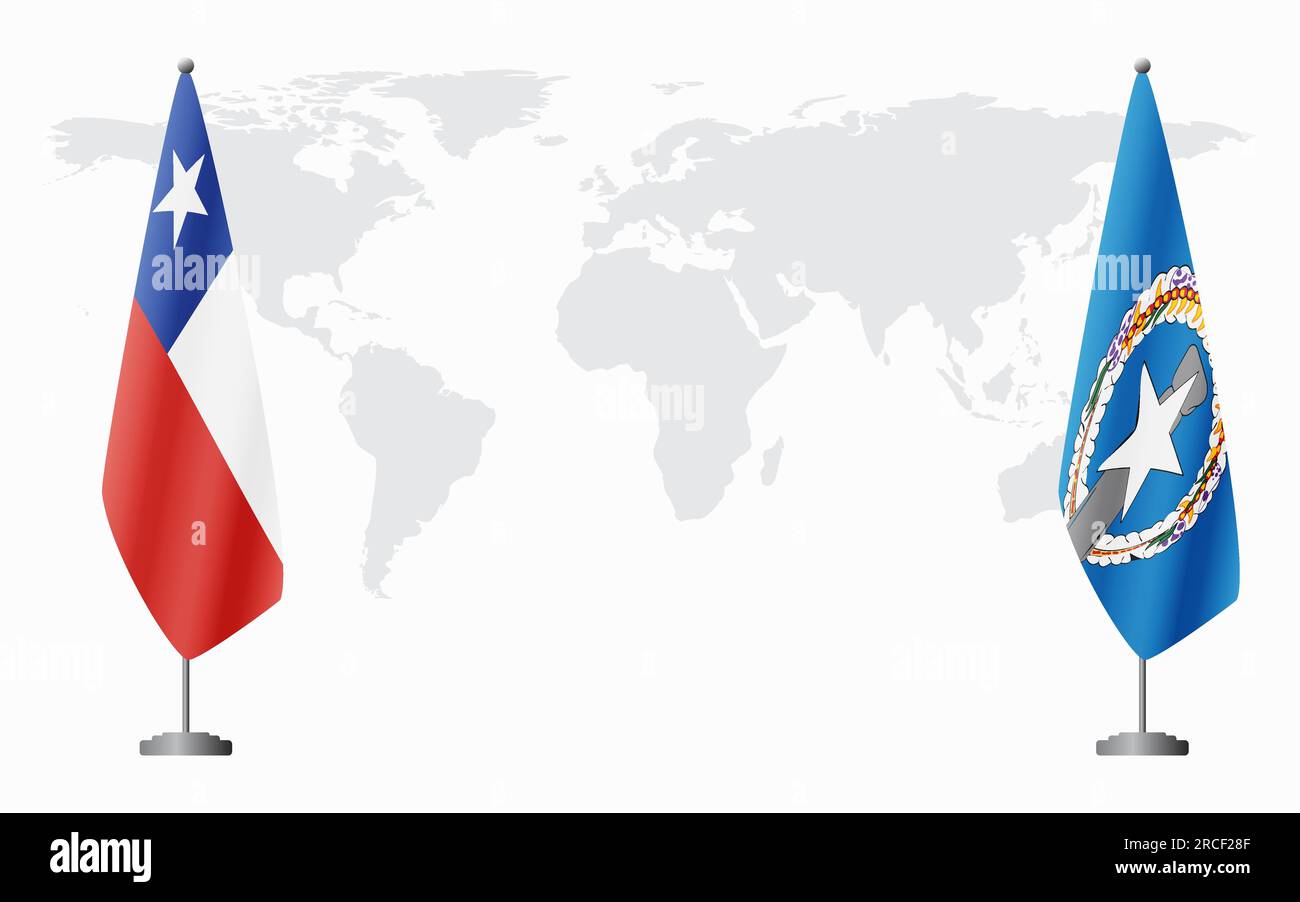 Chile and Northern Mariana Islands flags for official meeting against