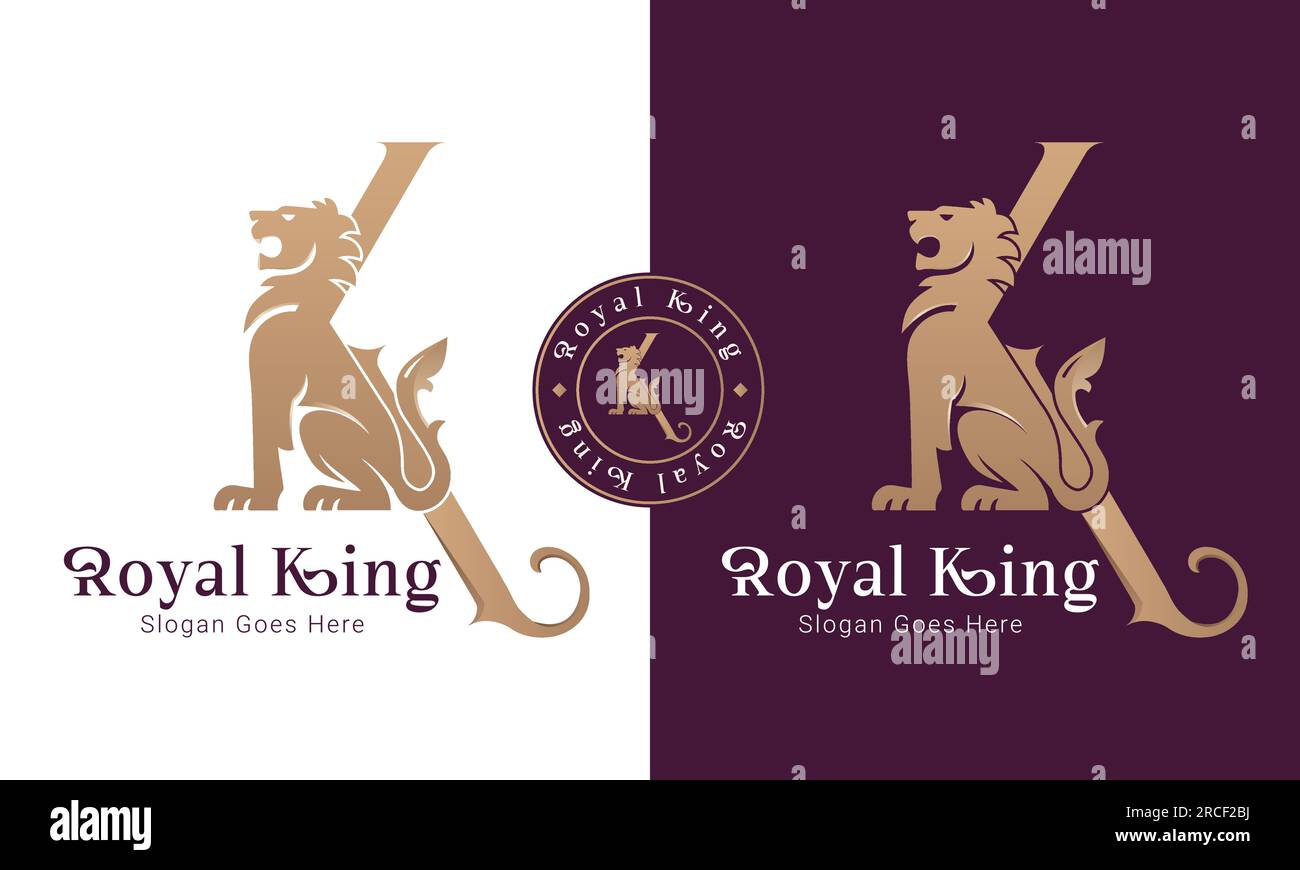 Luxury Royal King Lion with Initial Letter K King Logotype Stock Vector ...