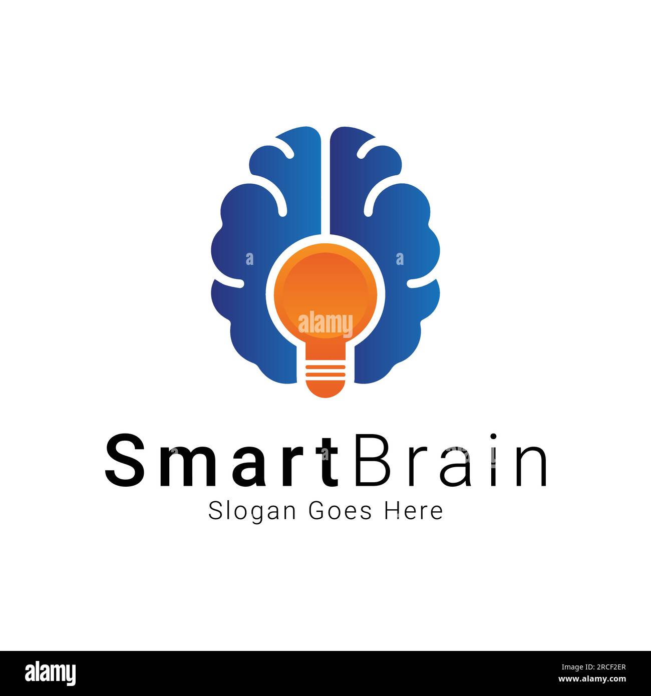 Smart Brain with Bulb Logo Design Creative Idea Logotype Stock Vector