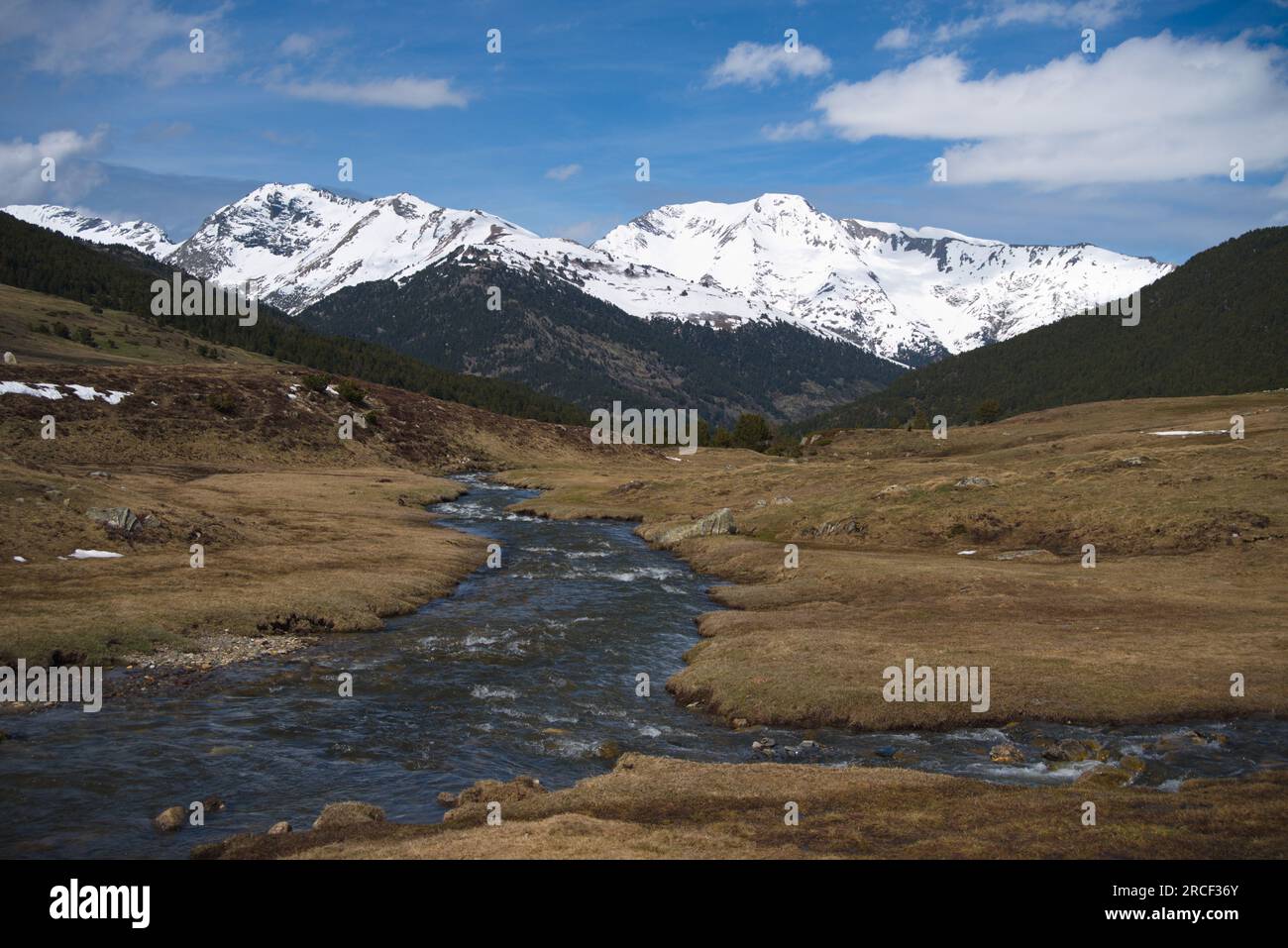 Landscape of Pla de Beret in the Aran Valley, Pyrenees. / Paisaje de Pla de Beret en el Valle de Aran, Pirineos. Stock Photo
