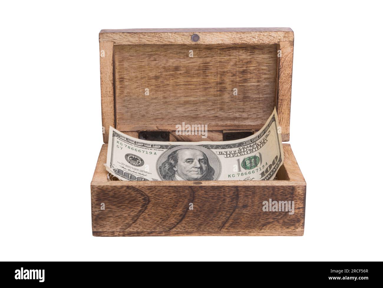 Dollar In Box dollars in wooden box isolated on white background Stock Photo - Alamy