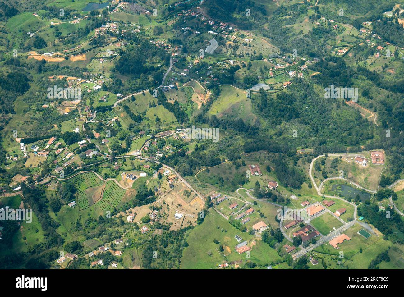 Aerial View of Rionegro Mountains, Hills, Trees, Farms, Houses and ...