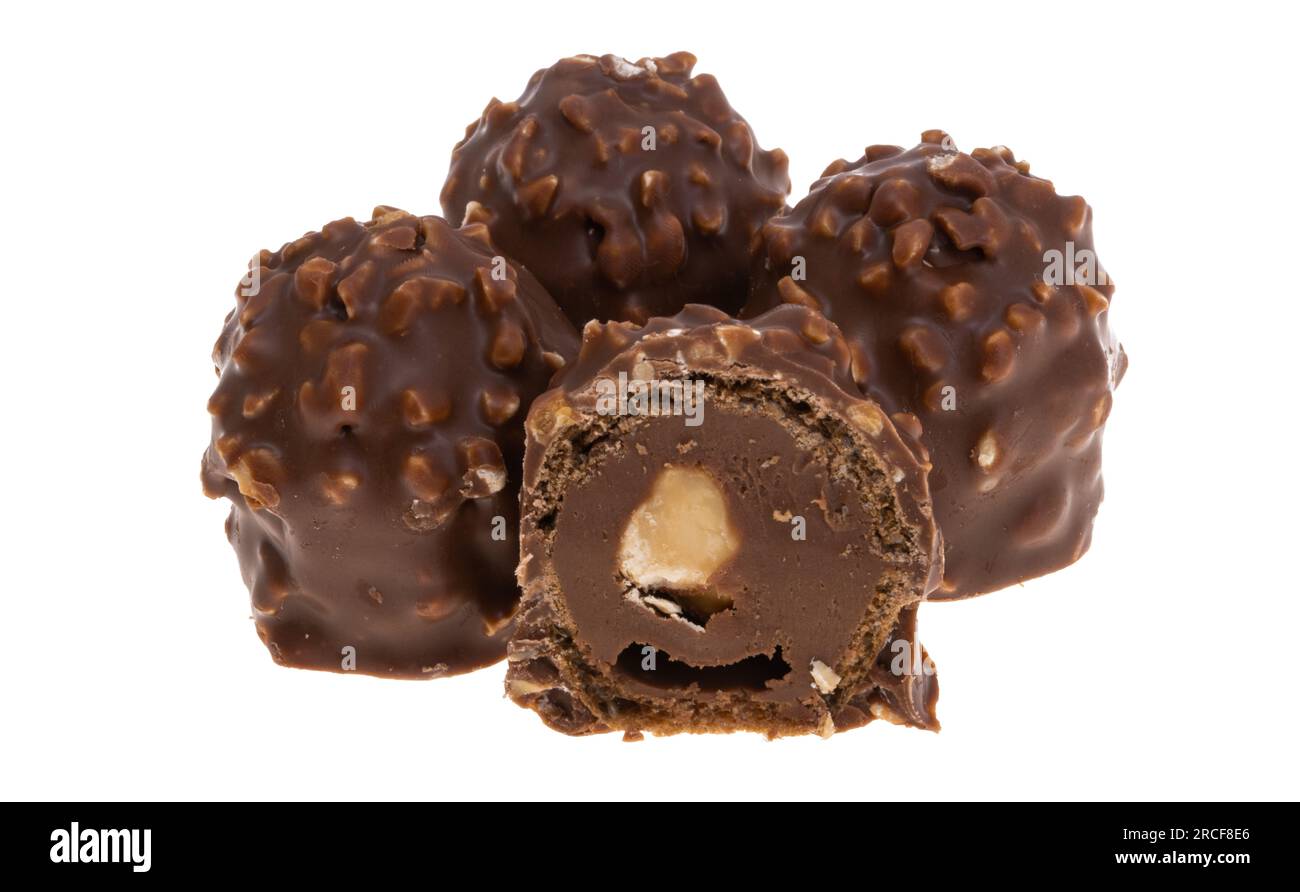 Delicious Ferrero Kusschen chocolates isolated above white…