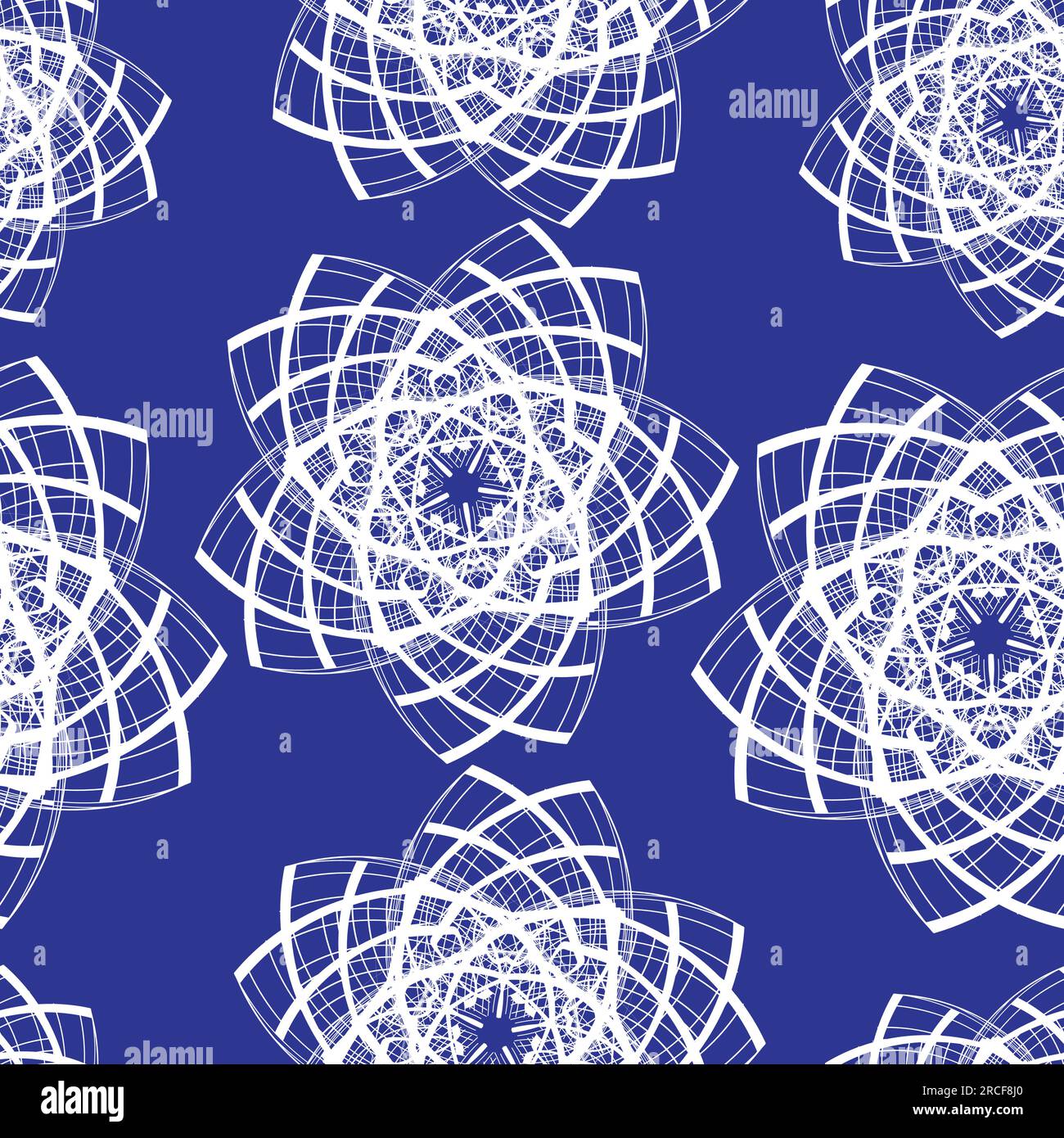 Seamless pattern of line art bright white stars blue background; abstract star design on blue background vector illustration, can be used for Christm Stock Vector