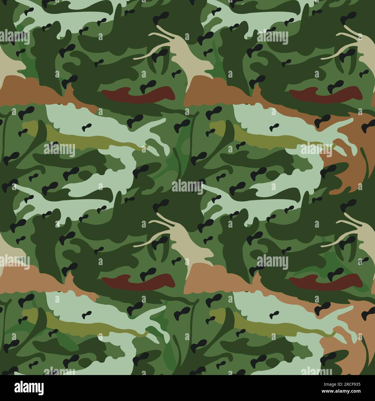 Illustrated seamless green and brown camouflage pattern background