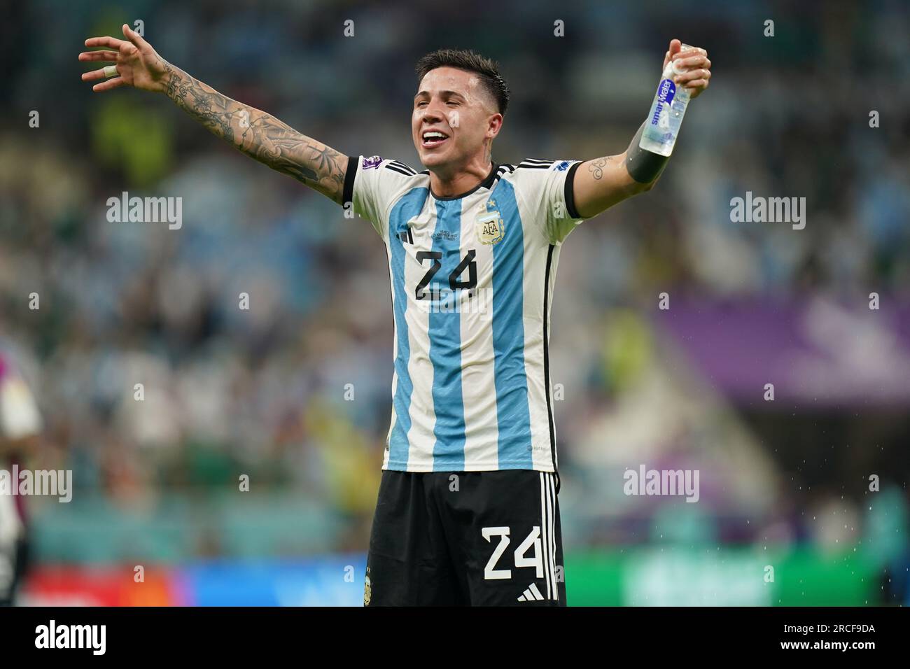 Lusail, Qatar, 26, November, 2022. Enzo Fernandez from Argentina  celebrates during the match between Argentina vs. Mexico, Match 24  Fifa World Cup Q Stock Photo
