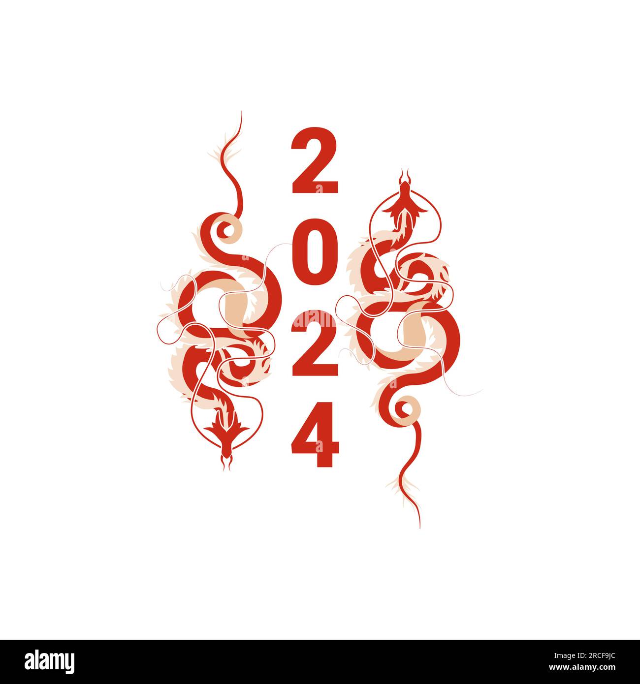 Happy Chinese new year 2024 zodiac sign dragon with flower, lantern