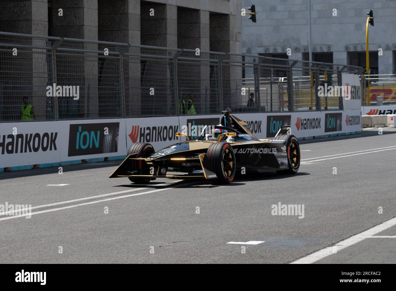 Rome, Italy July 14 2023 – Formula E Hankook Rome E-Prix, rookie practice. Yann Ehrlacher (FRA)  DS Penske Team action on racetrack. Photo Credit: Fabio Pagani/Alamy Live News Stock Photo