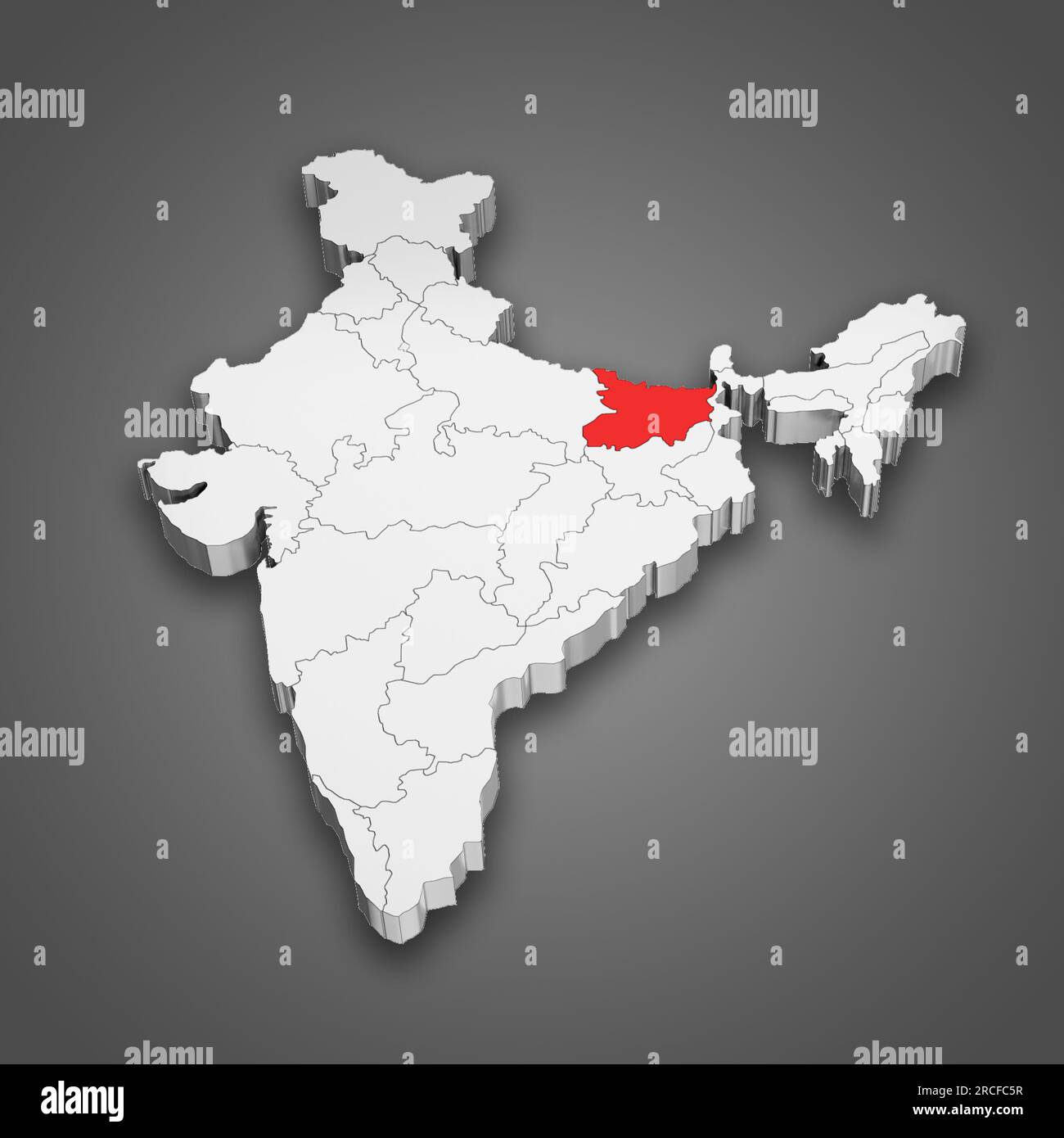 Bihar state location within India map. 3D Illustration Stock Photo