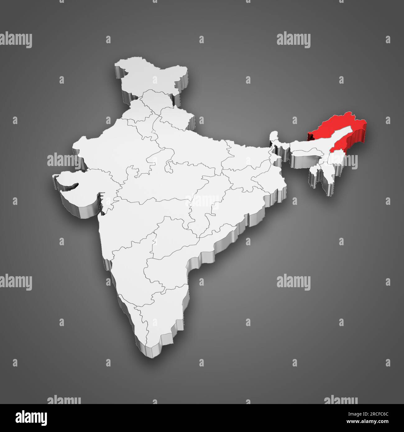 Arunachal Pradesh and Nagaland state location within India map. 3D Illustration Stock Photo Alamy