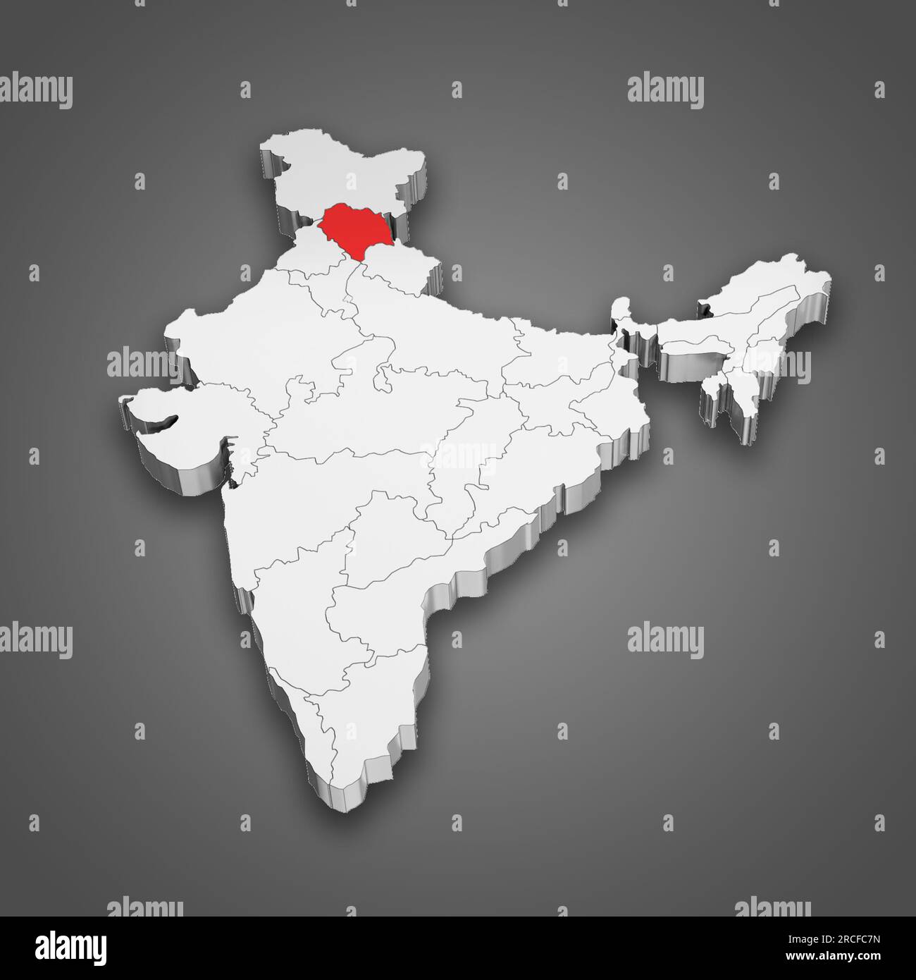 Himachal Pradesh state location within India map. 3D Illustration Stock Photo
