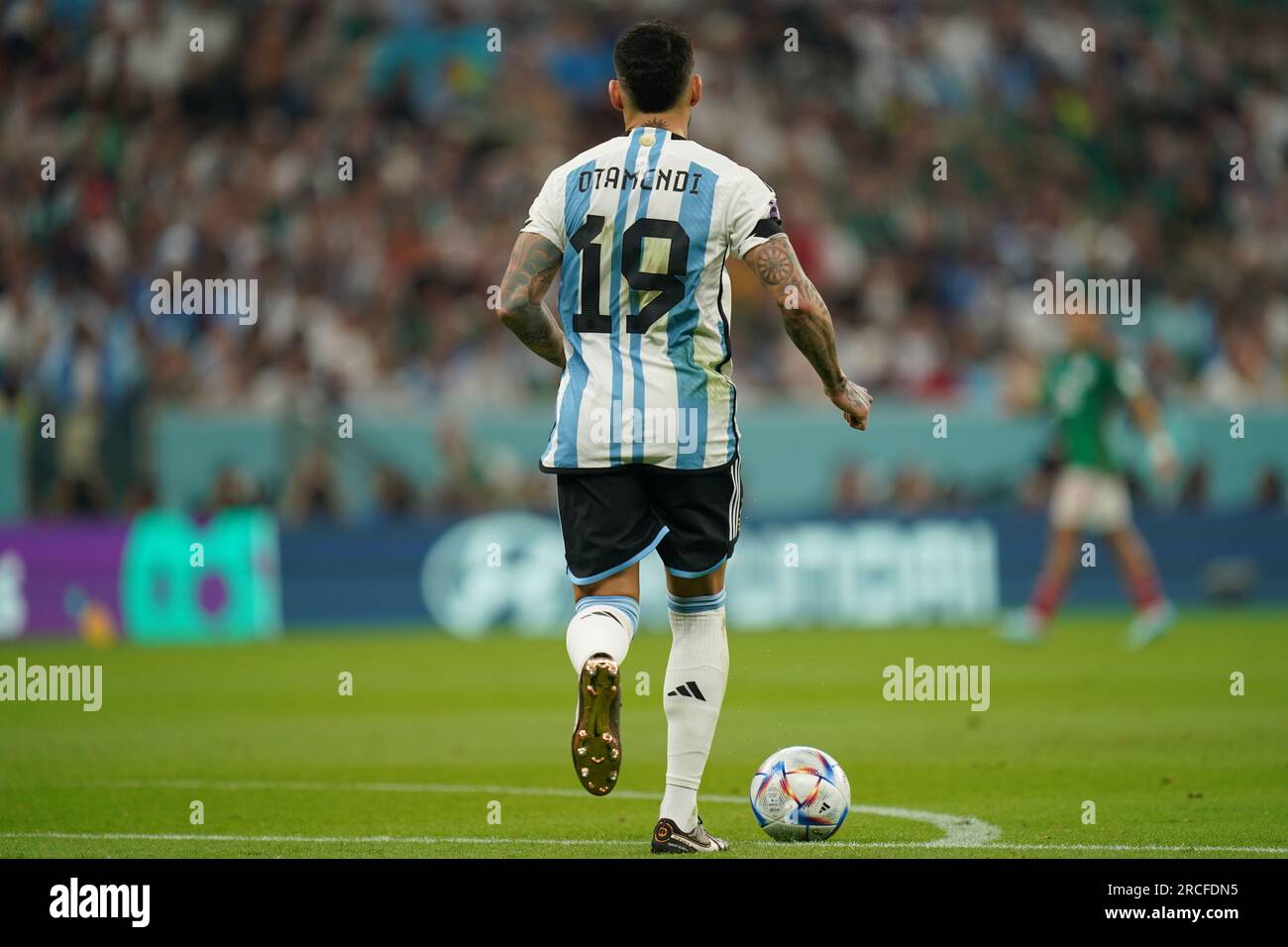 Lusail, Qatar, 26, November, 2022. Nicolas Otamendi from Argentina dribbles with the ball during the match between Argentina vs. Mexico, Match 24  Fif Stock Photo
