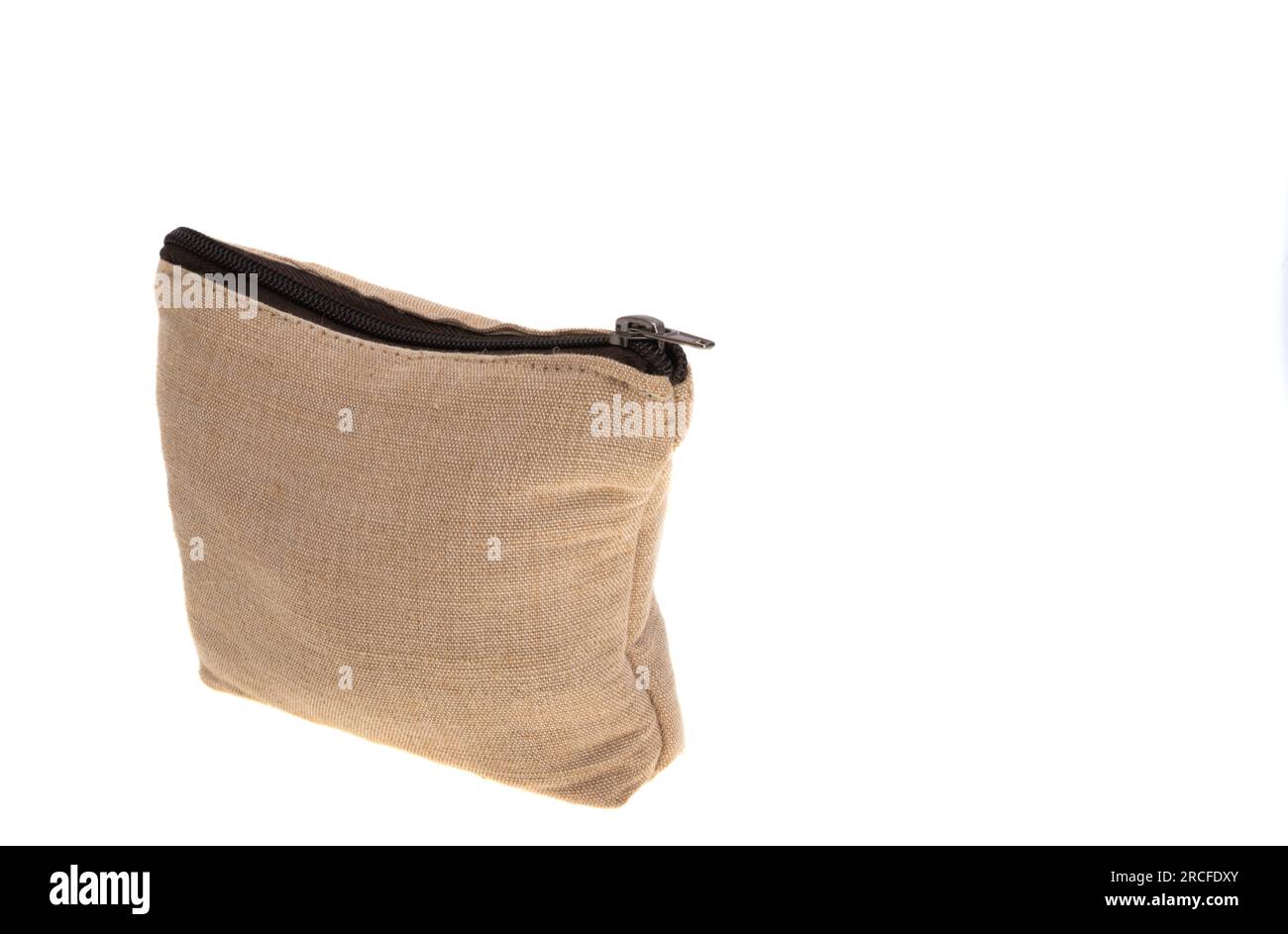 canvas cosmetic bag isolated on white background Stock Photo